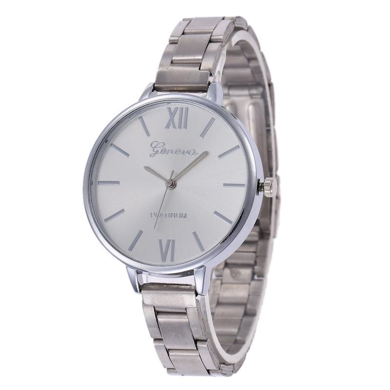 Geneva watch metallic slim silver